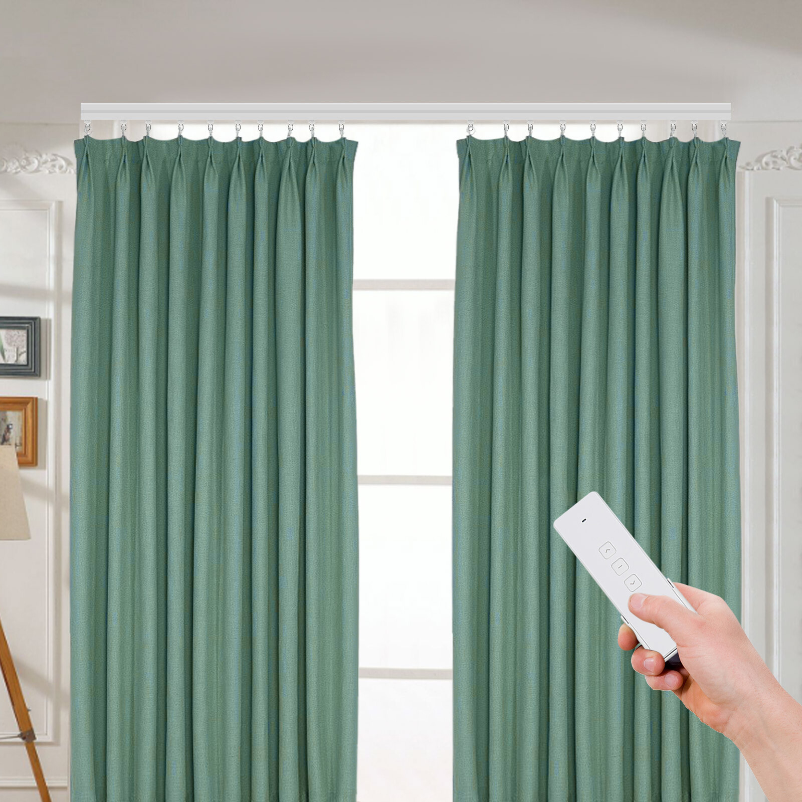 Smart Motorized Curtain Track W/ Remote Control Electric Curtain Track White USA