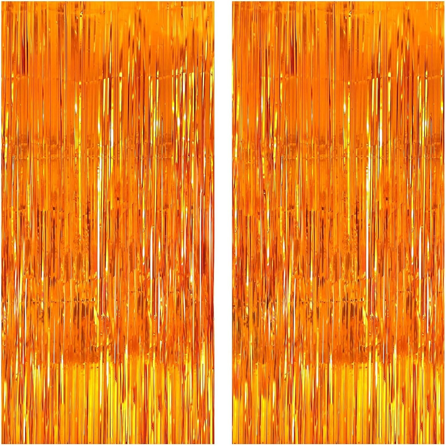 , Xtralarge Orange Fringe Backdrop Curtain – 3.2X8 Feet, Pack of 2 | Orange Stre