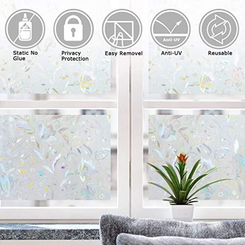 Window Film, Decorative Window Privacy Film, 3D Stained 17.5 x 78.7 Inch 3d