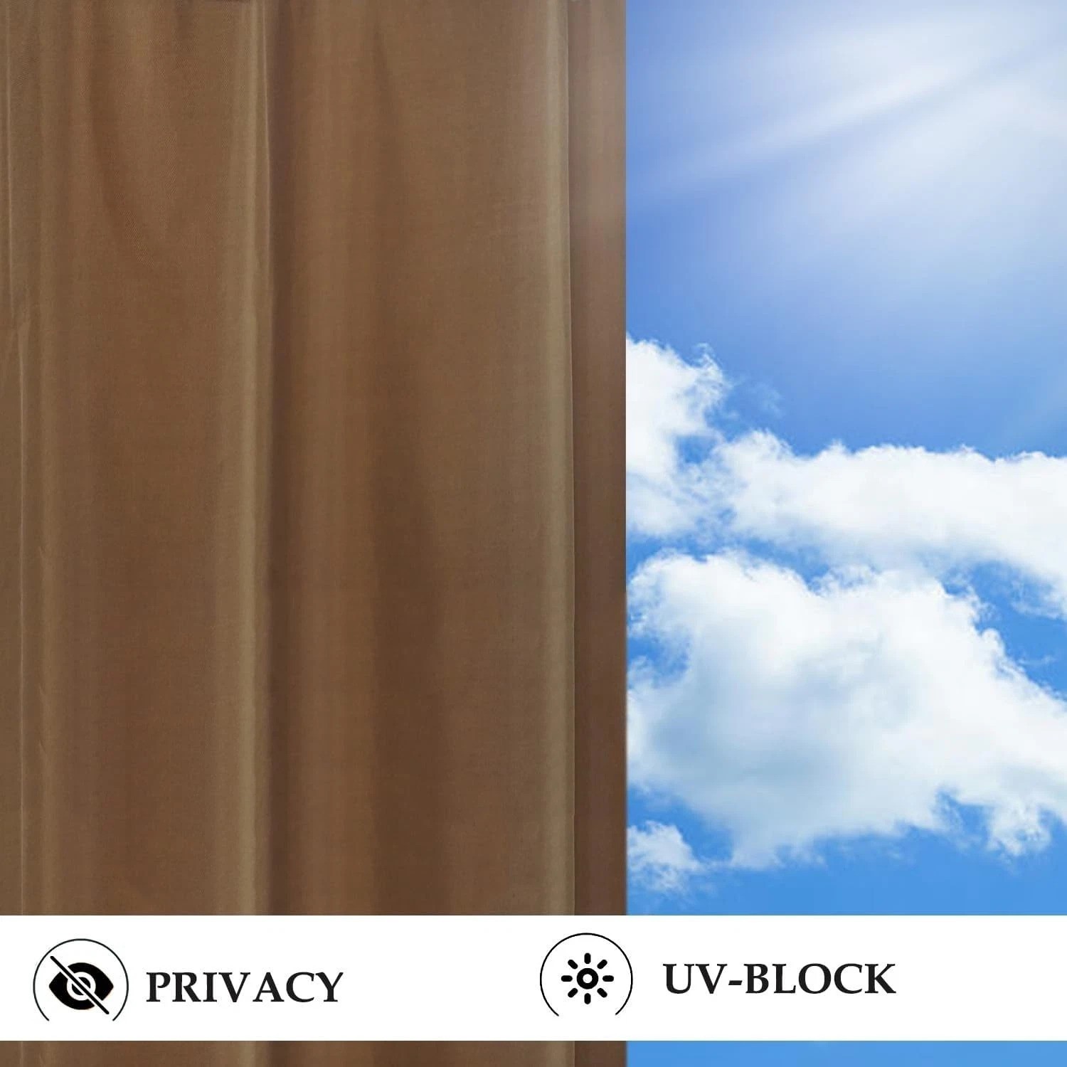 Versatile Waterproof Outdoor Curtains – 52x84in in Brown, Perfect for Patios