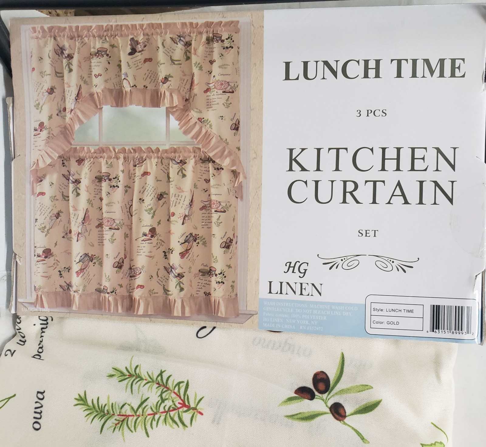 3pc Printed Curtains Set: 2 Tiers & Swag (60″x36″) FOOD, LUNCH TIME RECIPES, HG