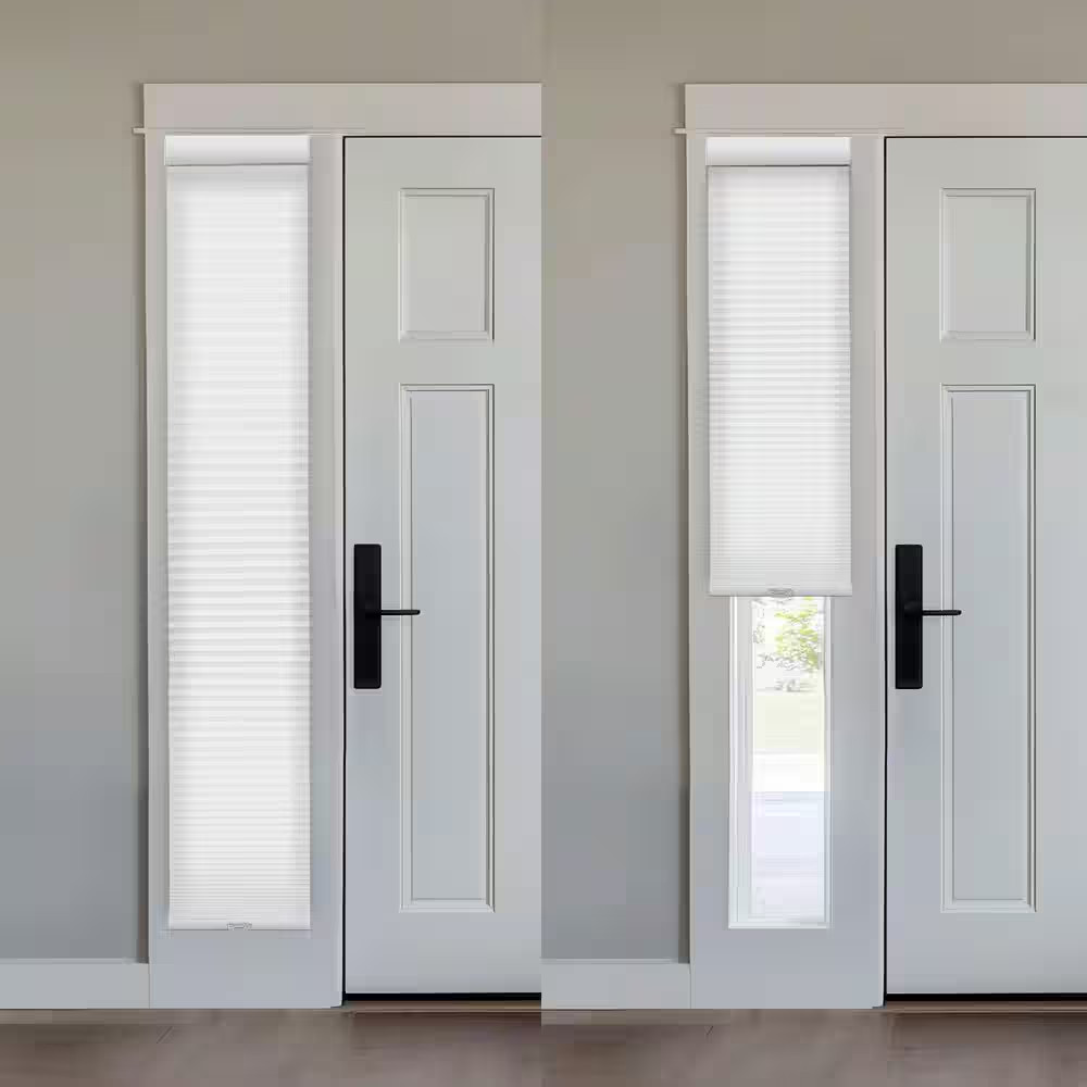 White Cordless Light Filtering Eco Polyester 9/16 In. Sidelight Single Cellular