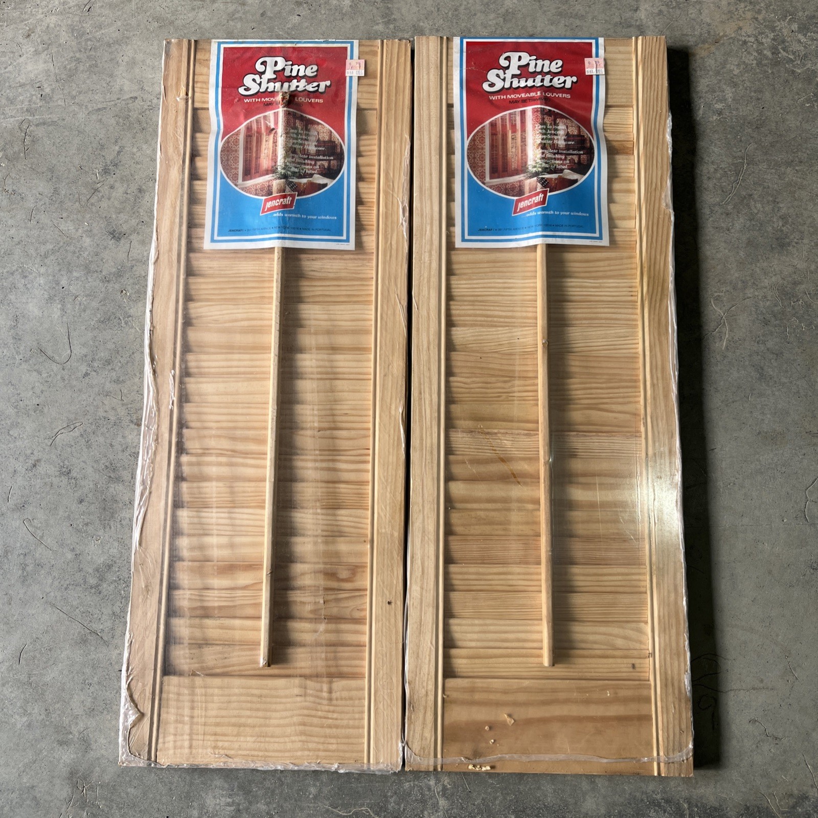 (2) Jencraft Wood Shutter Panels Movable Louver Unfinished Pine Slat 10”x28”