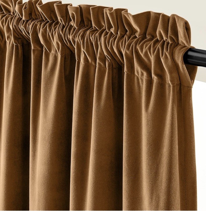 Velvet Blackout Curtains Room Darkening 52″W x 96″L (Pack of 2) Gold Brown