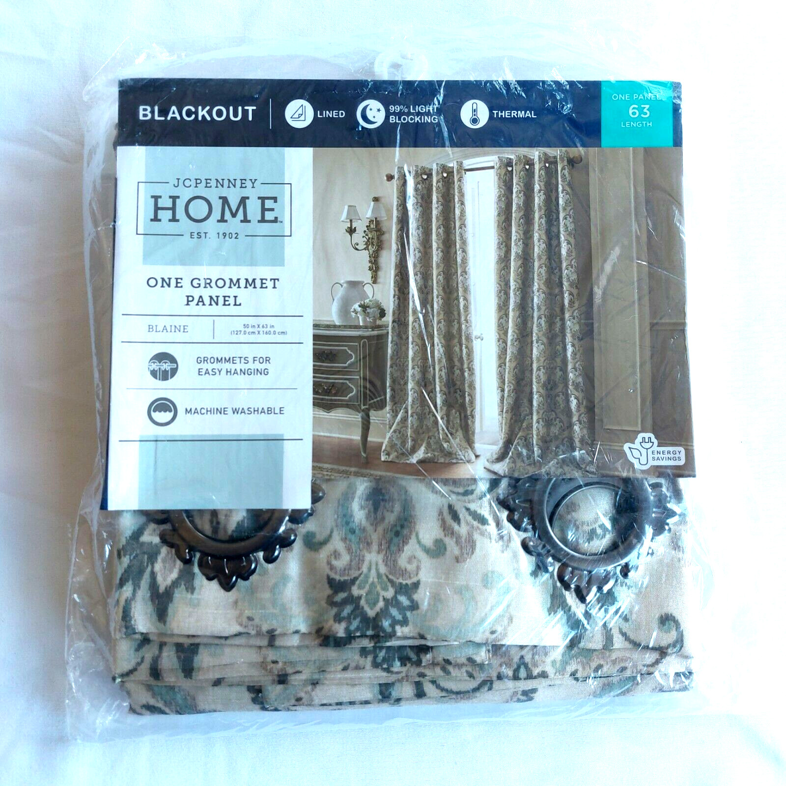 JCPenney Home One Grommet Panel Blaine 50 x 63 in. Seagrass Multi