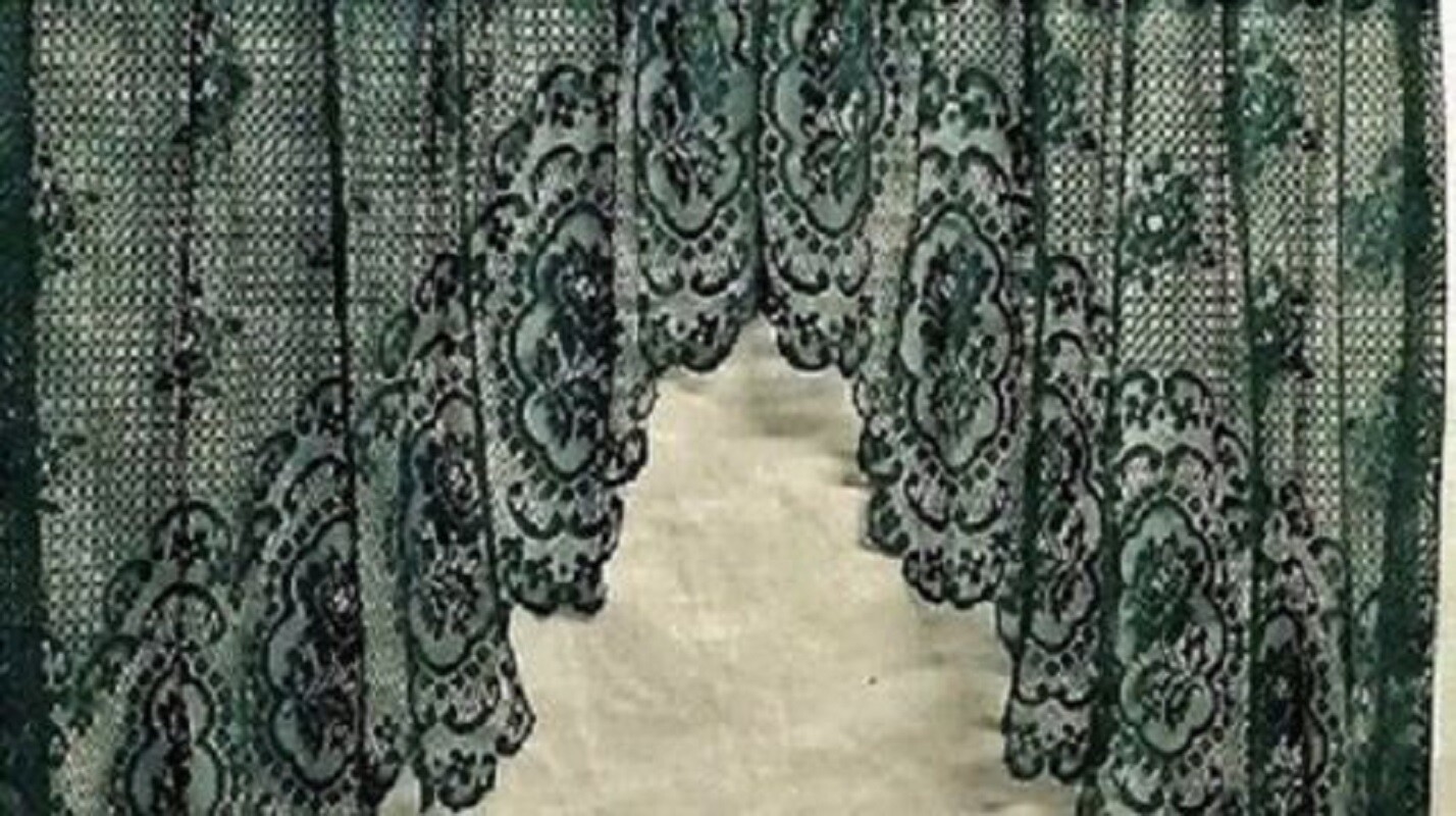 Lace Window Swag Pair or Insert Valance Hunter Green Cameo Rose Bedroom