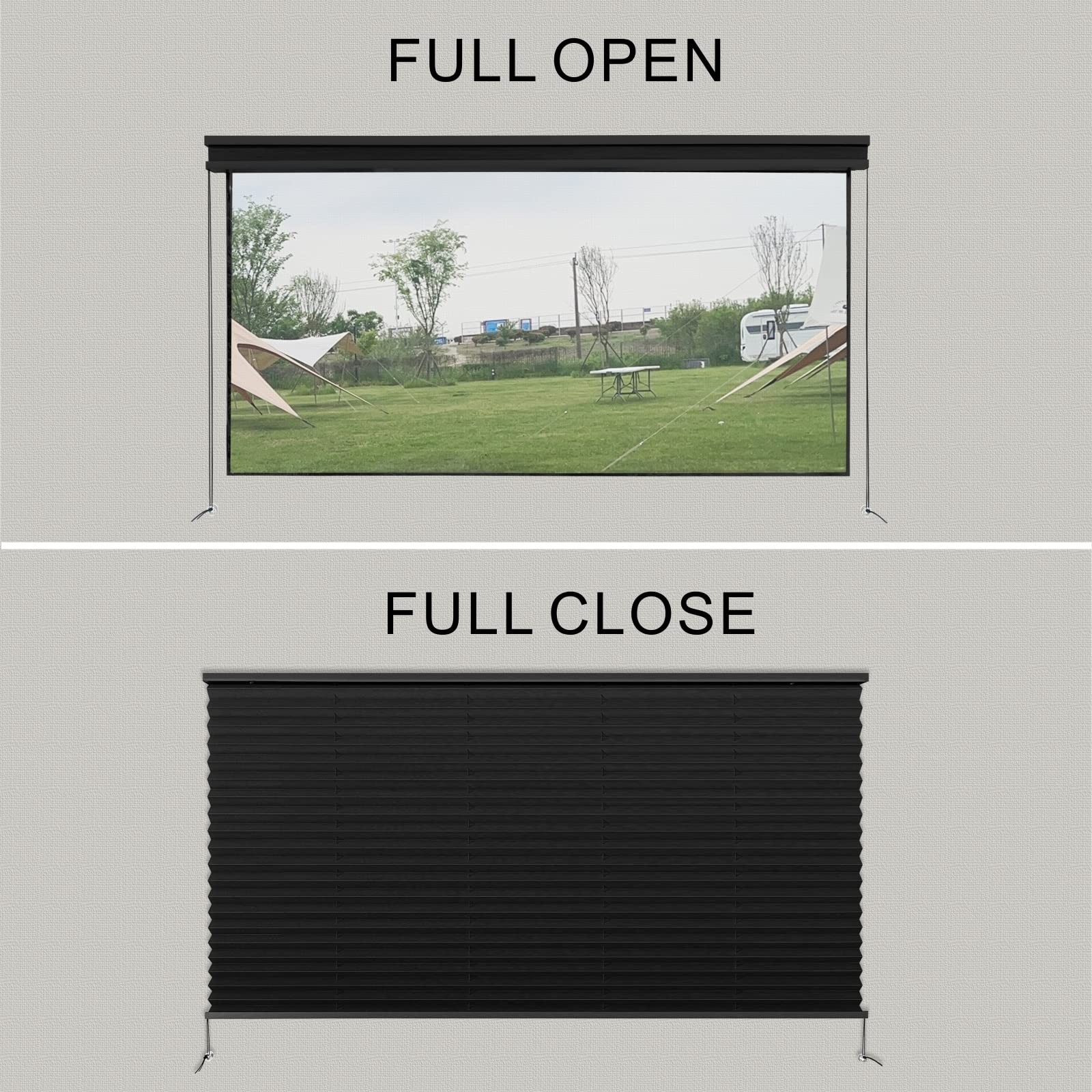 RV Blinds Pleated Shades Black Window Curtains for Camper Motorhome 14×24 Inch