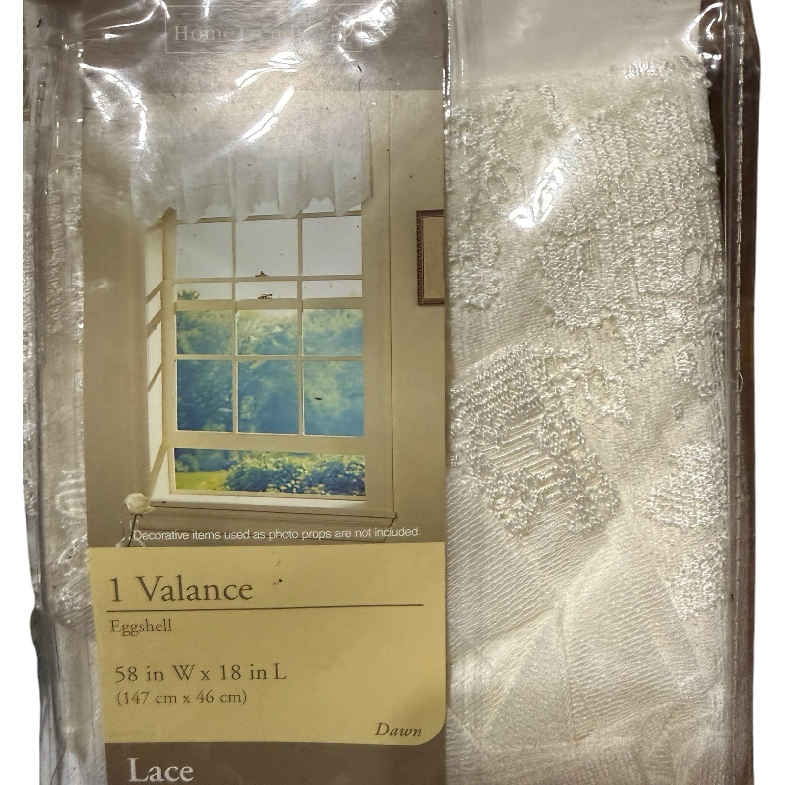 Home Trends Lace Window Valance Eggshell 58” x 18”