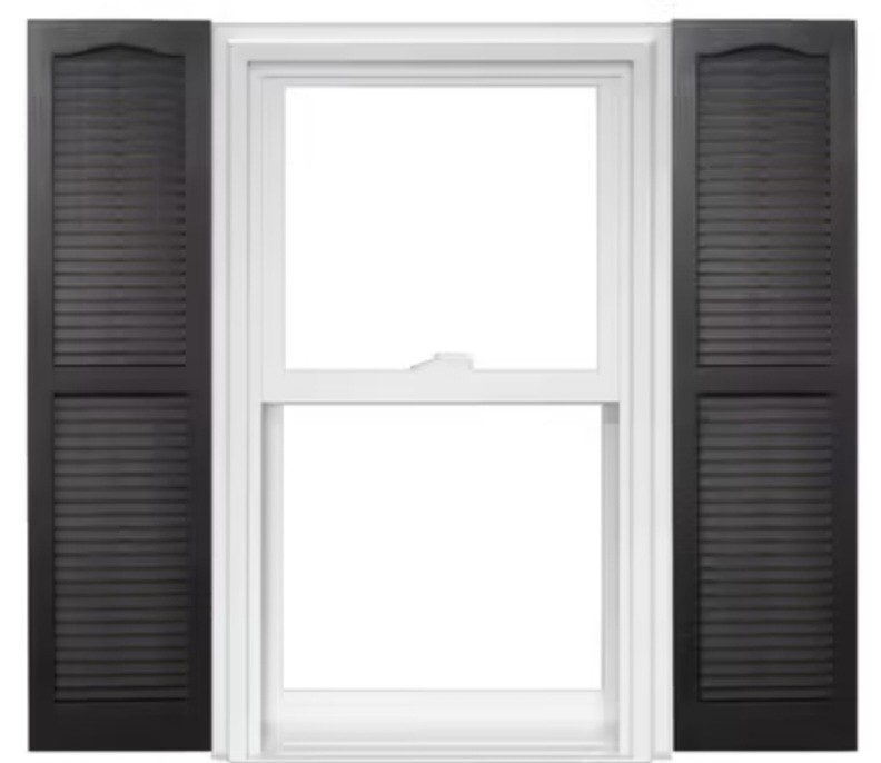 Severe Weather Exterior Shutters Pair Black 15″ x 71″ Louvered Panel Vinyl