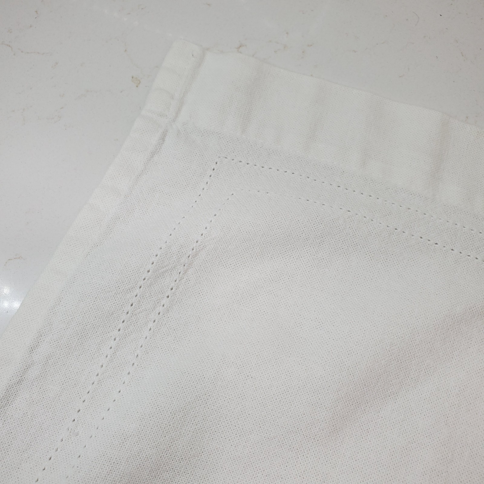 2 Vtg White Rod Pocket Curtain Panels Cotton or Linen 27×34″ Each 54″ Wide Total