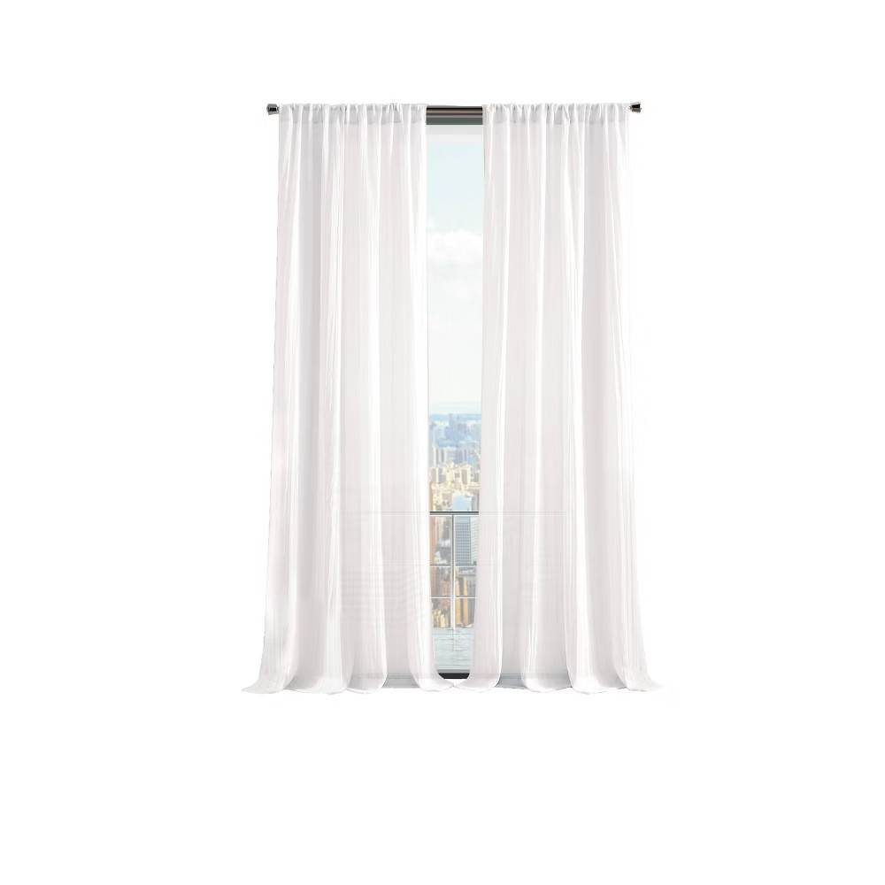 105″x50″ Martha Stewart 2pk Crinkle Sheer 95″ Pole Top White