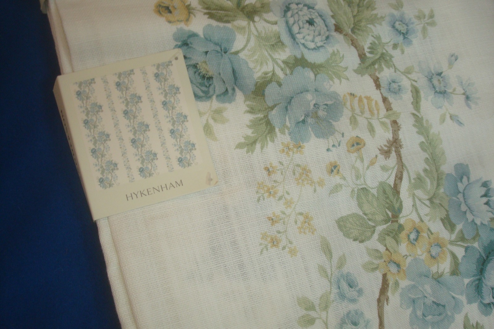 NWT Sanderson 2 pc Window Curtain Panels Hykenham Floral Aqua Blue Cotton 84″ lg