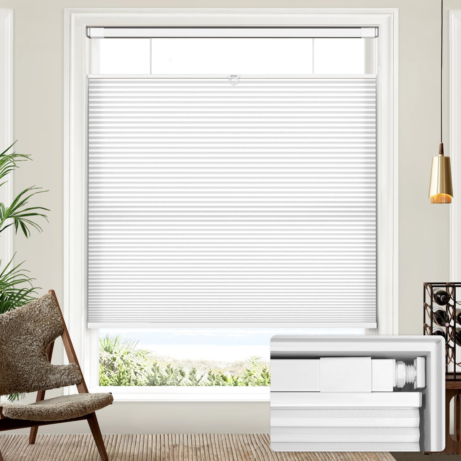 No Drill TDBU Cellular Shades, 30″ W x 48″ H, White