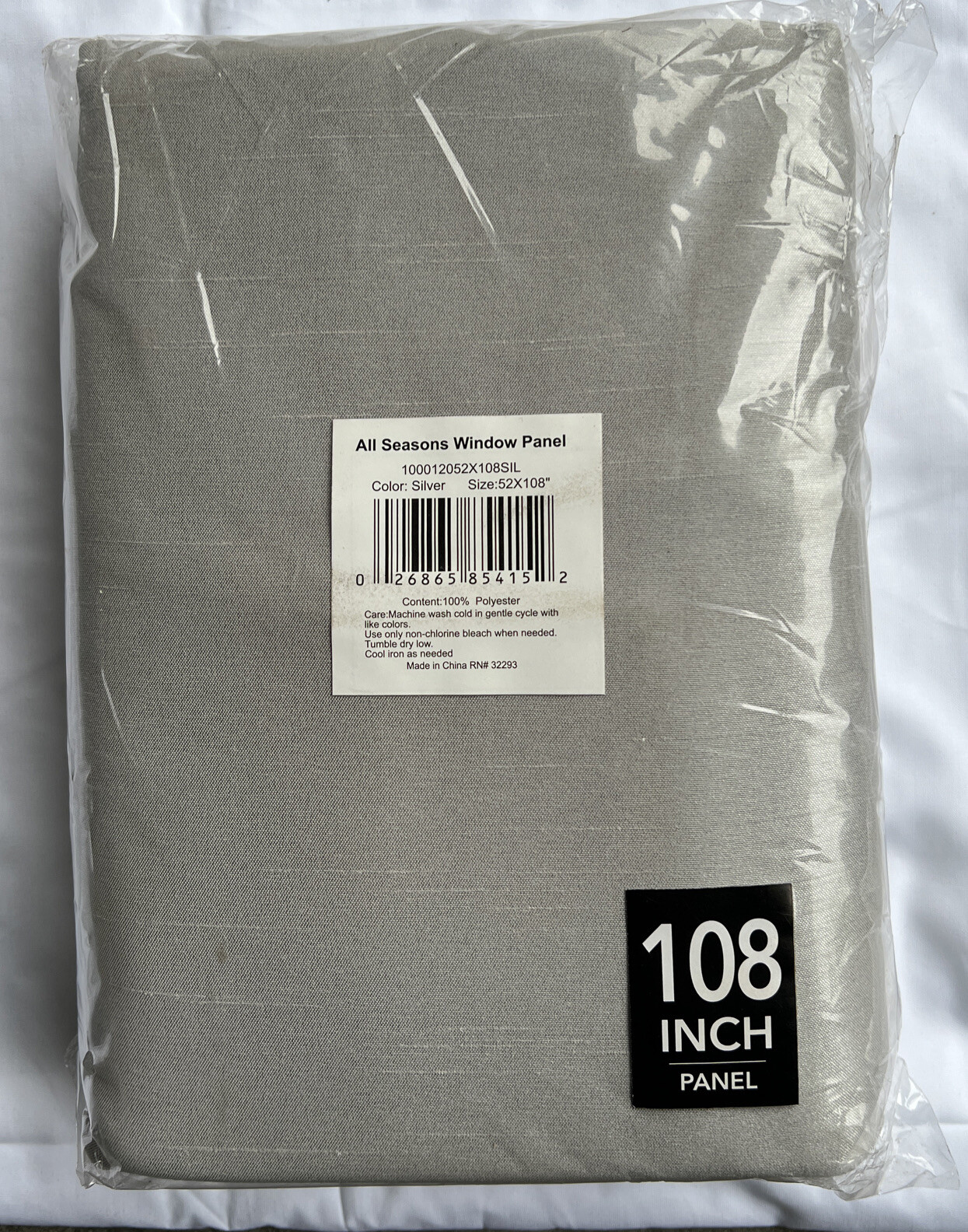 Room Darkening 52”x108”~Window Curtain ~1 Single Panel~All Seasons in Silver~New
