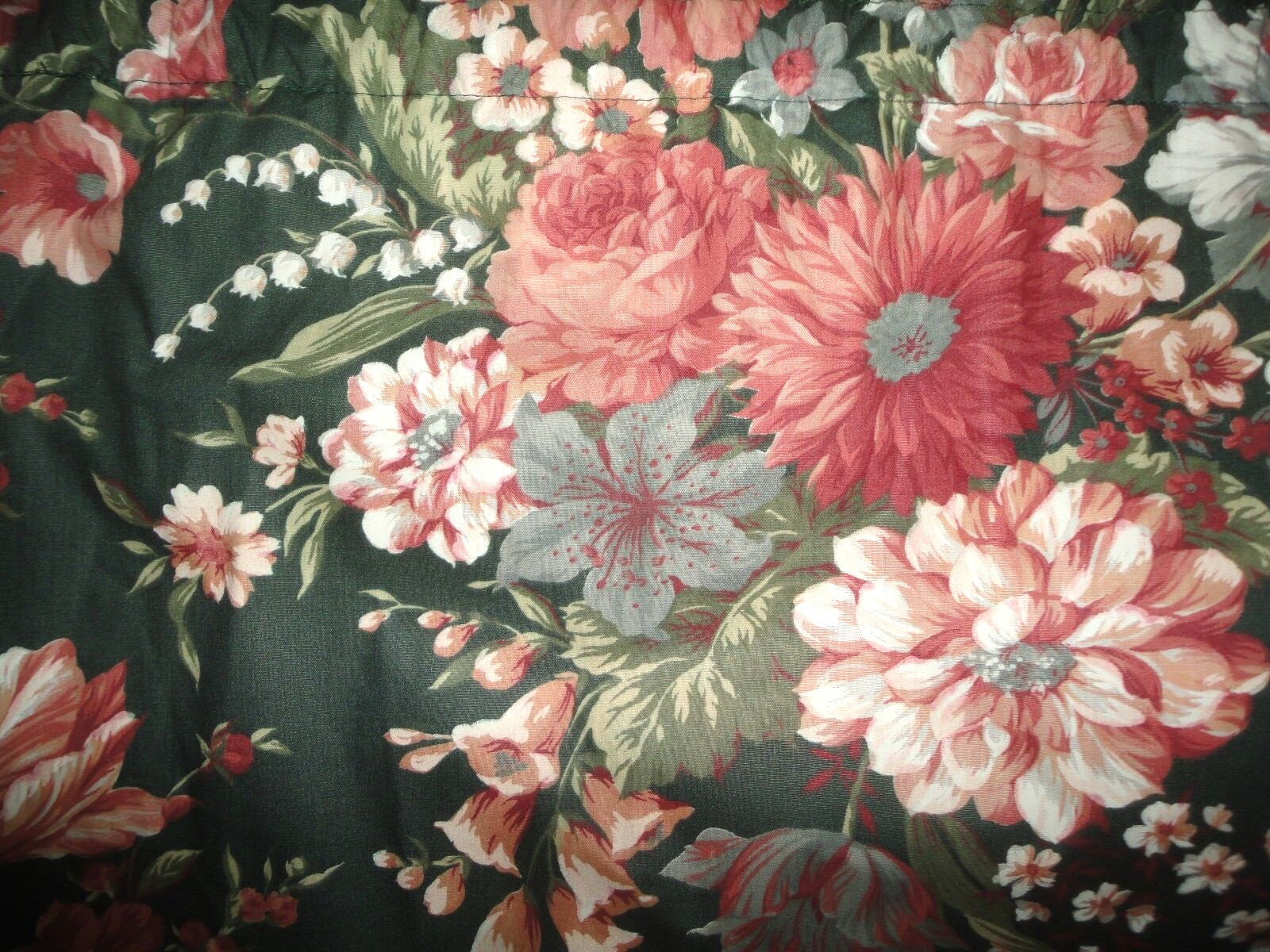 CROSCILL GRANADA FLORAL GREEN PINK BLUE (2) BLOUSON TAILORED VALANCES 17X87