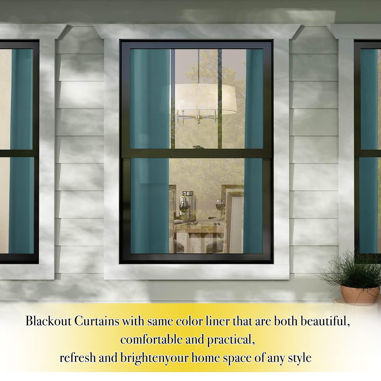 NICETOWN Blackout Curtains Sea Teal 2 PCs 52×54 inches