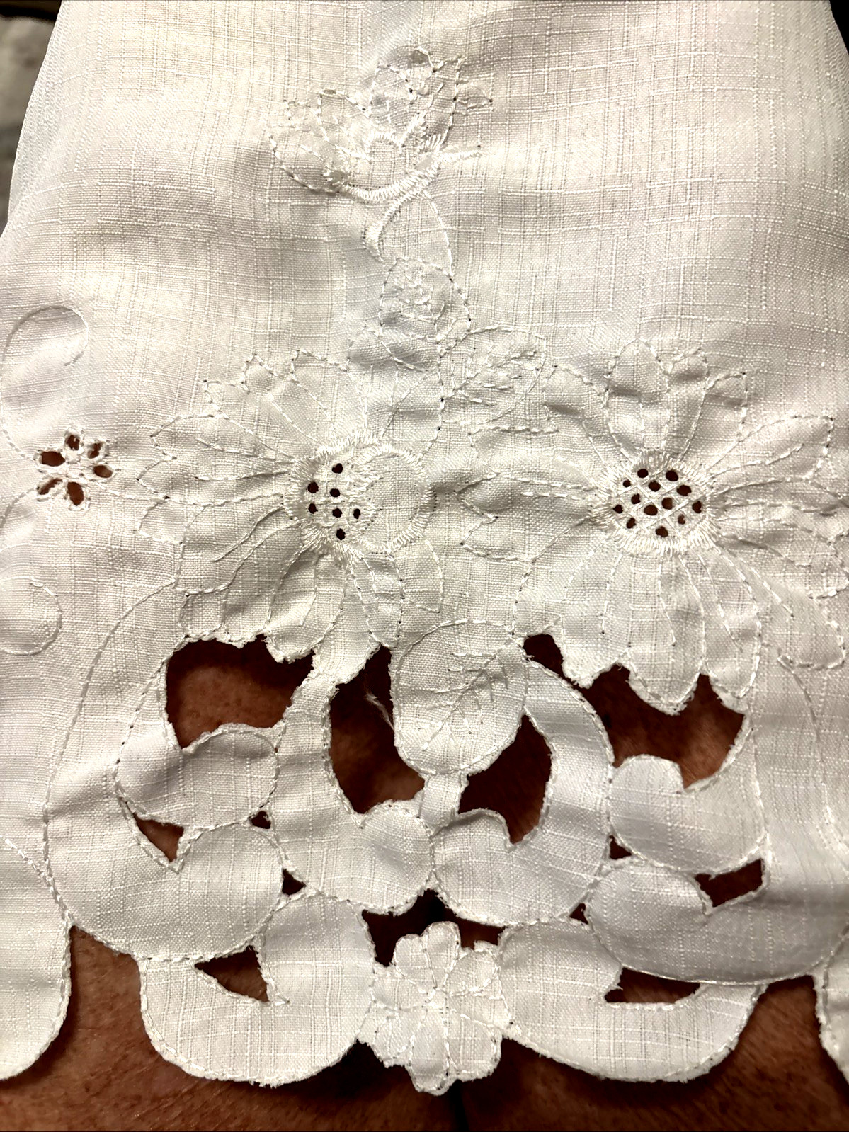 Battenburg Embroidered Cut Out Lace Curtain Valance Rod Pocket White 57” X 14”