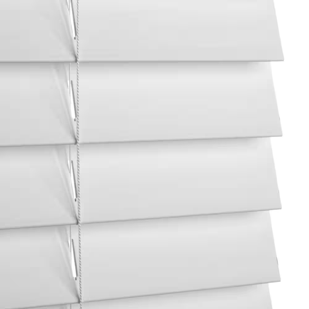 34×72 in White Cordless Faux Wood Blind Room Darkening Privacy Window Shade Wand