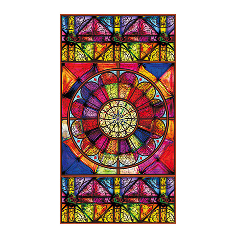 Retro Luxury Privacy Static Stained Window Film Church Balcony Window Decoration