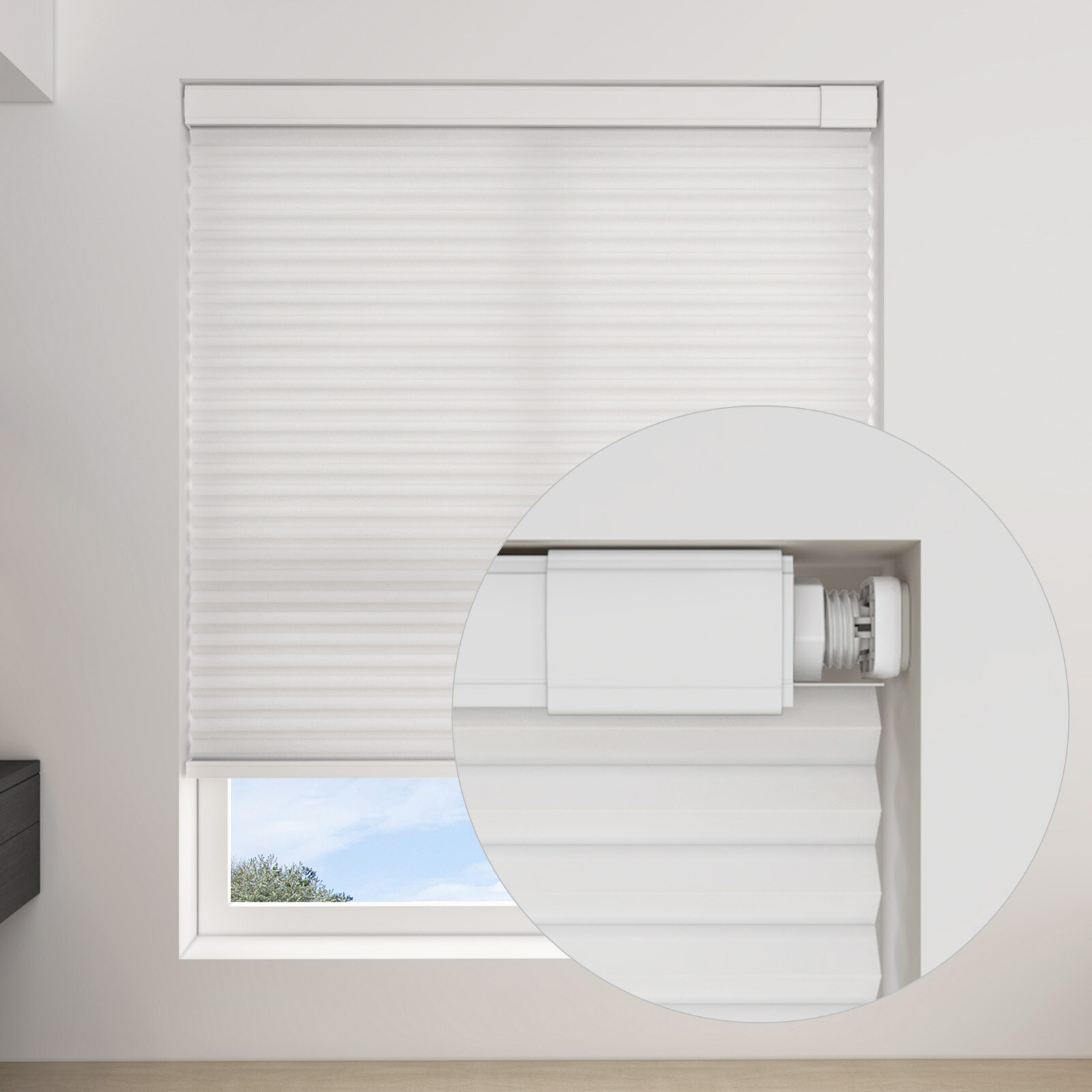 Light Filtering No Tools No Drill Cordless 1.5” Cellular Shades Honeycombs Blind