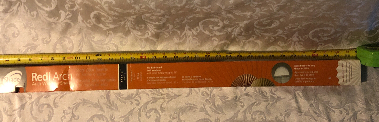 Arched Window Shade Half Round Window Pleated Fabric White By Redi Shade. New.