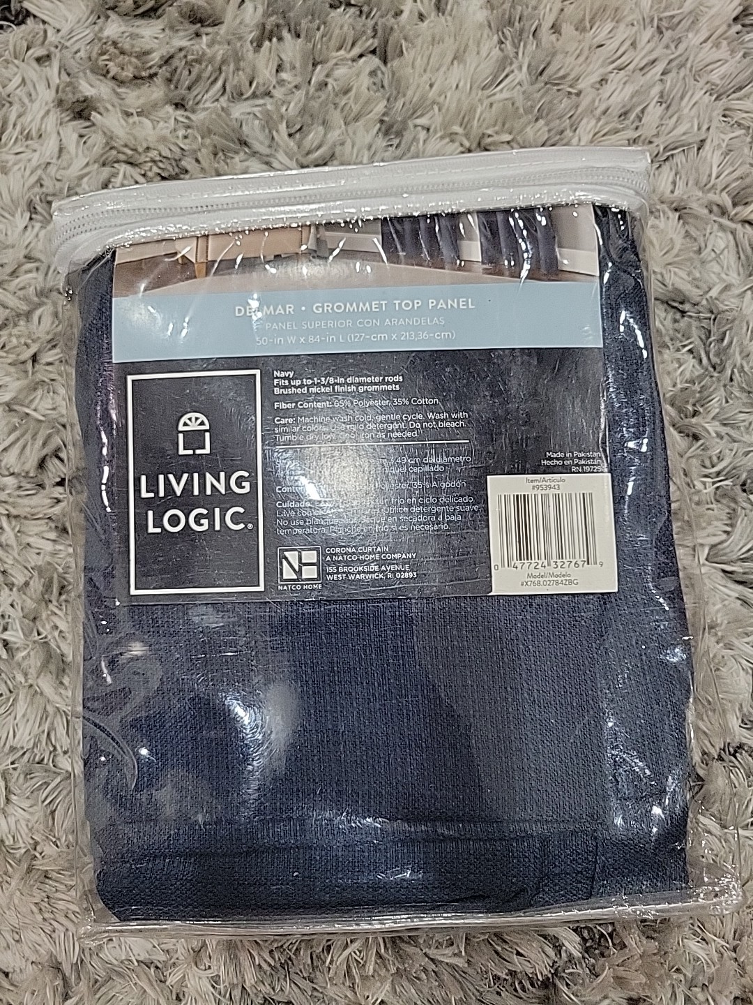 Style Selections Light Filtering Delmar Grommet Top Panel Navy 50x84in 953943