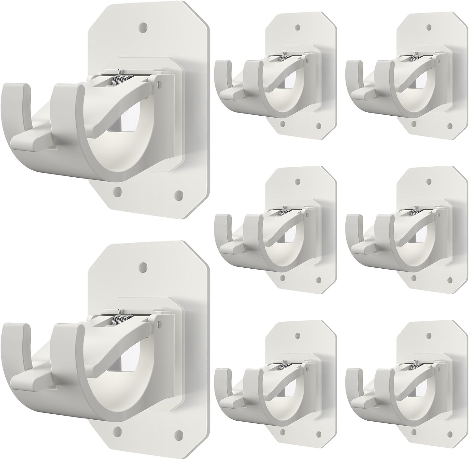 8PCS Upgraded No Drill Curtain Rod Brackets – No Drilling, Self Adhesive, Nail F