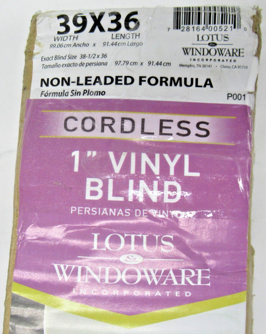 LOTUS & WINDOWARE 1″ Vinyl Blind, White, 39″x36″