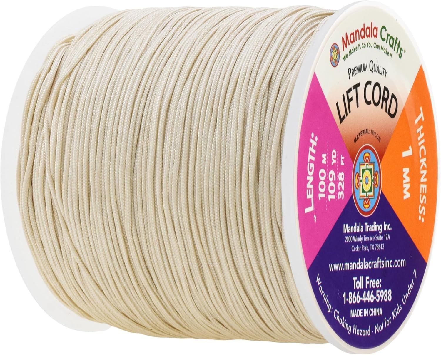 1mm Egg Shell Blind Strings Lift Shade Cord – 109 Yards Braided Nylon Cord fo…