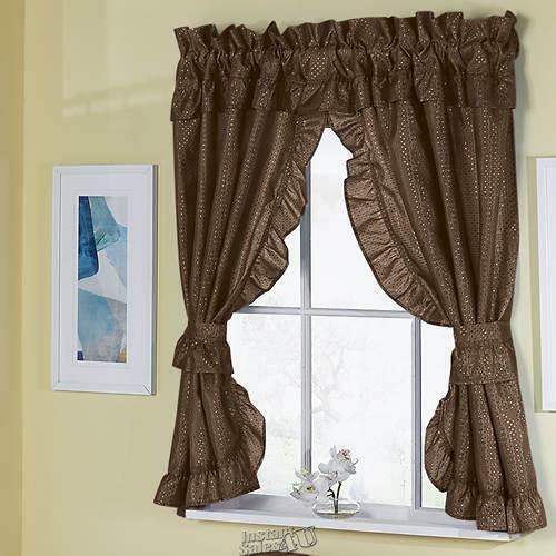 Starlite 70″Wx45″L Window Set Attached Valance and Tiebacks Brown 100% Polyester