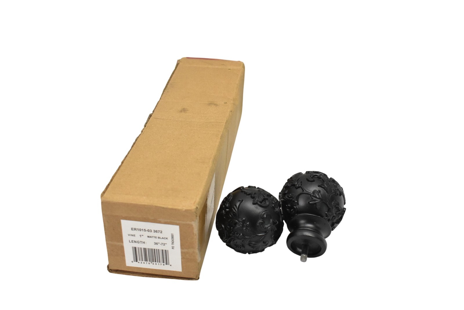 ER1015-03 3672 Finials Black Cast Aluminum 2 Pack Screw-On Vine 1 Inch