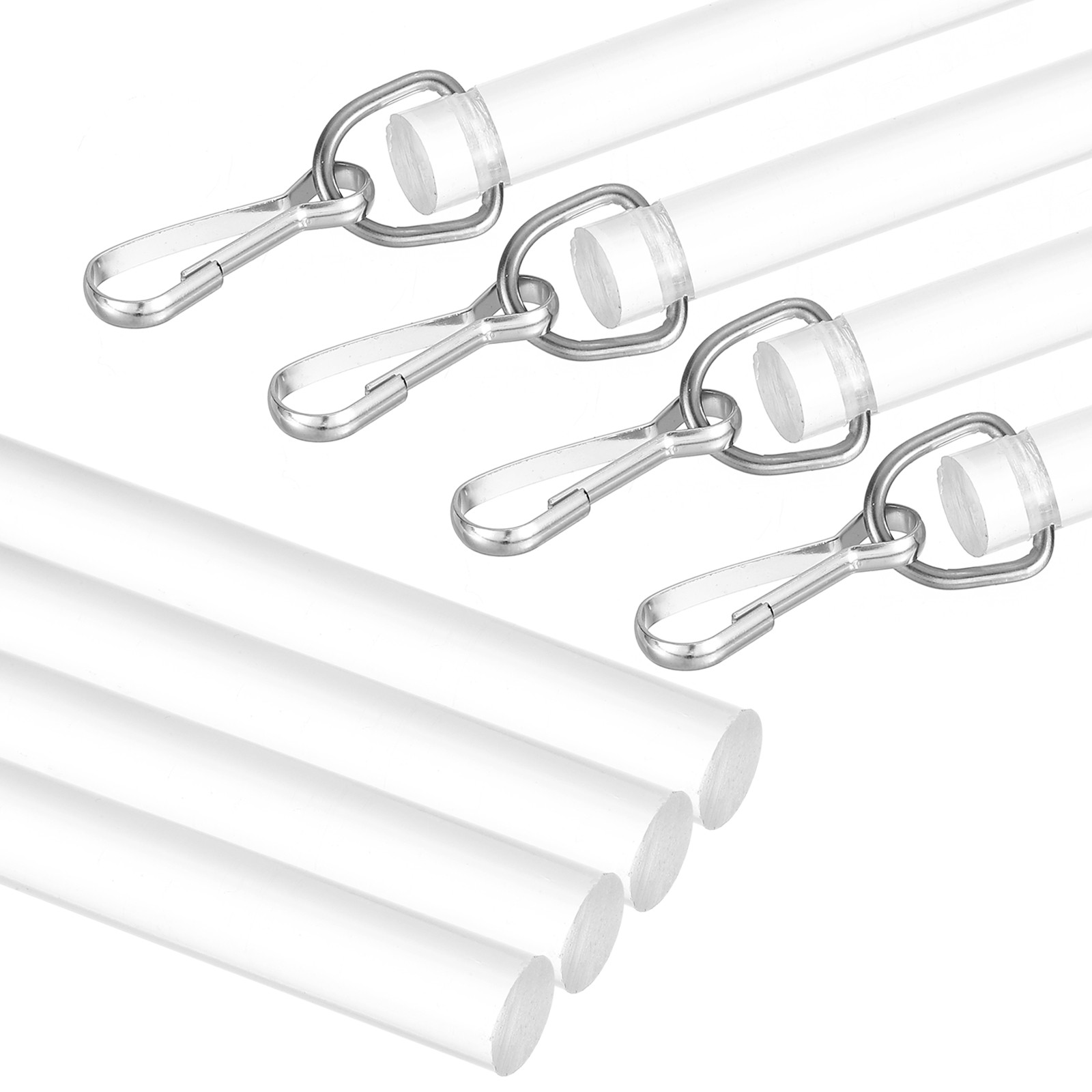 4Pcs 17″ Acrylic Drapery Wand Universal Curtain Pull Rod with Snap Hook Clear