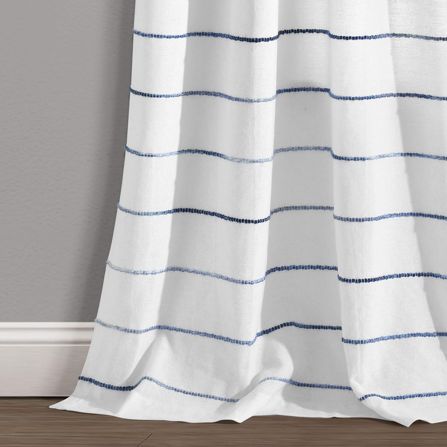 Ombre Stripe Curtain Panel Set, 2, 40”W X 84”L, Navy, Recycled Cotton/Polyeste