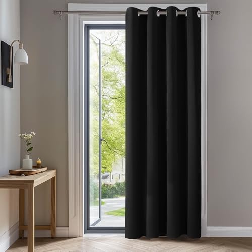 Deconovoout Curtain Panel – Solid Grommet Top, 42″W x 63″L (Pack of 1) Black