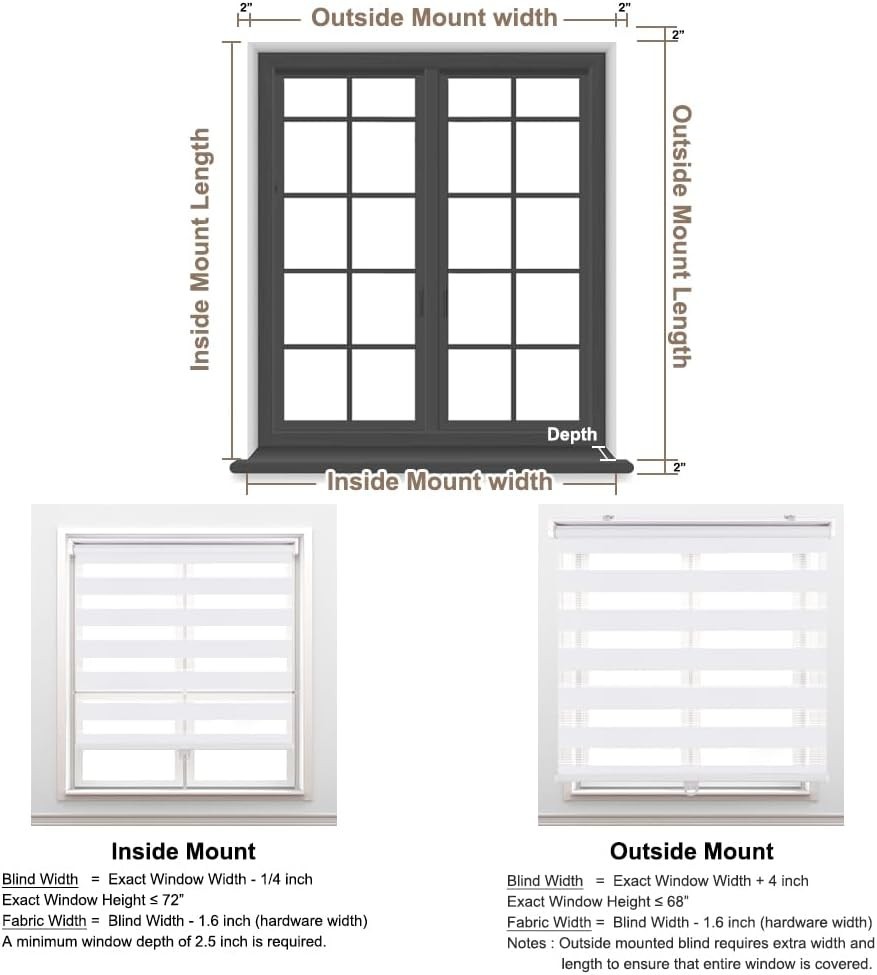 Stain Resistant Cordless Window Shades 35″ x 72″ – Modern & Functional Elegance