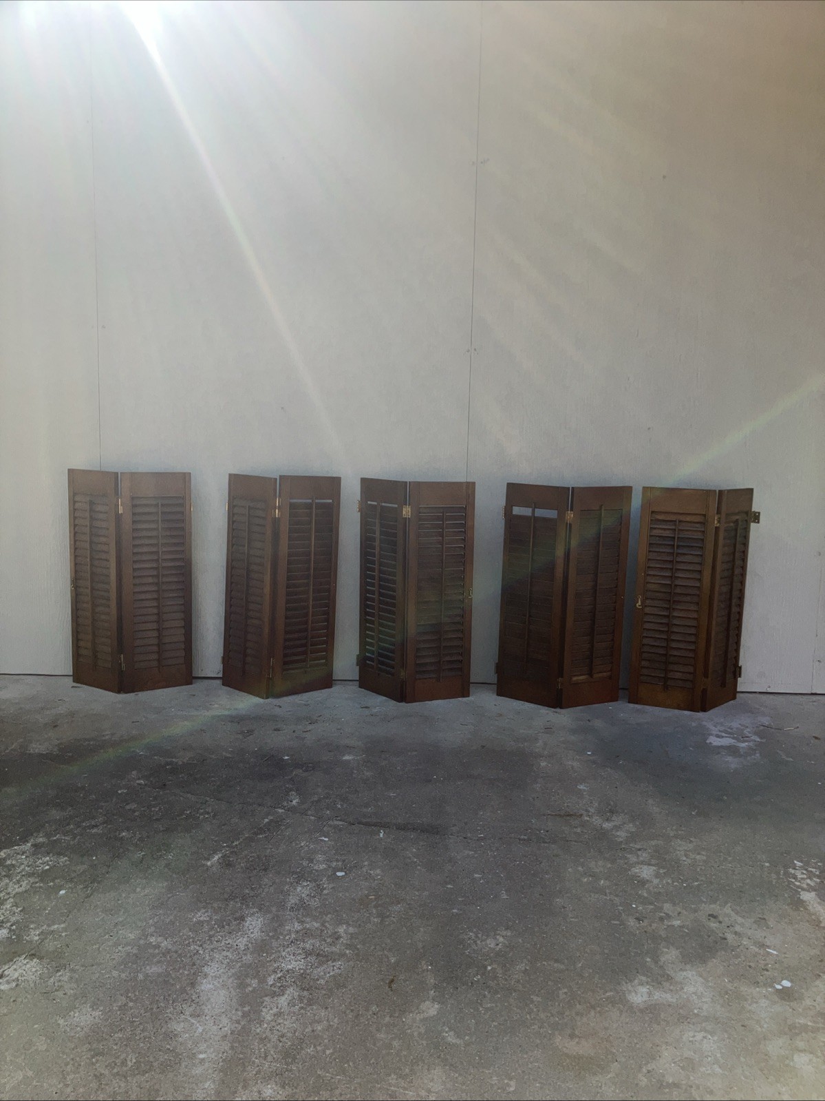 Vintage Plantation Window Shutters 5 28 x 17.5 Wood Interior Louver Brown