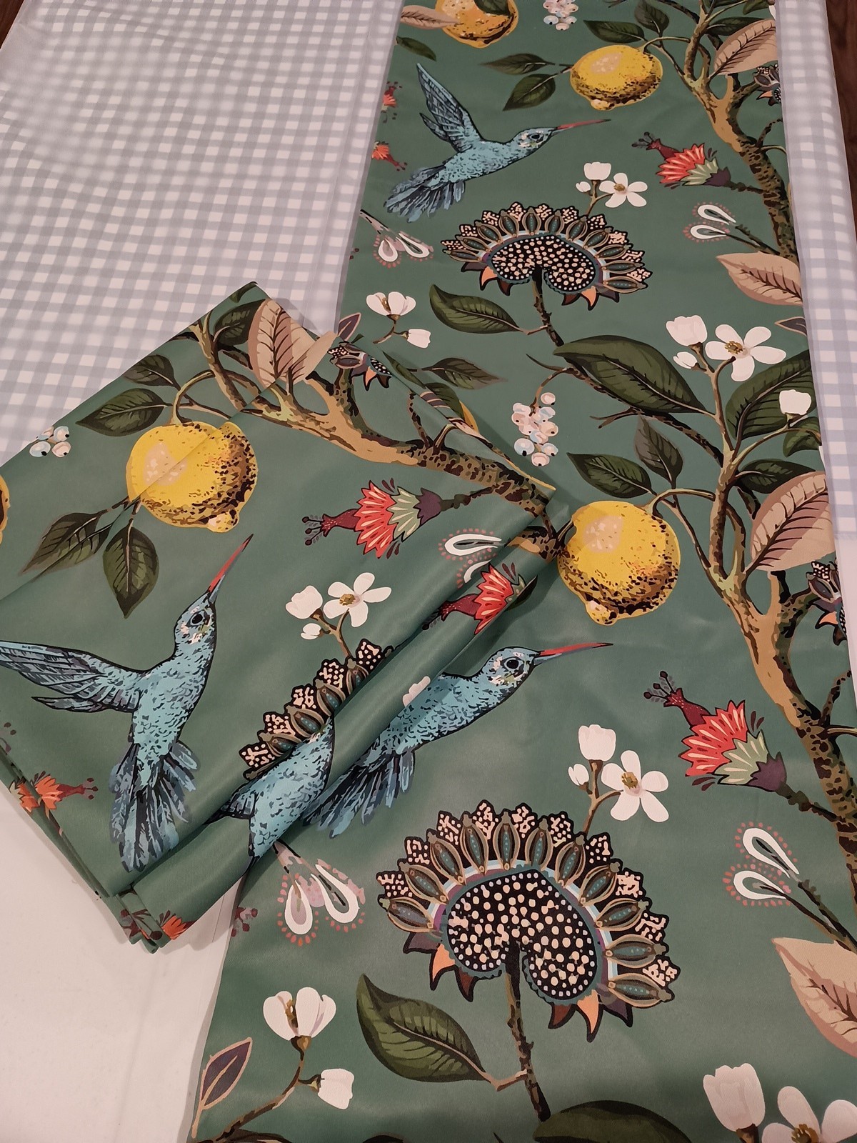 Topfinel Curtains (2 Panels) 84″x52″ Each Panel Sage Green – Lemons/Hummingbirds