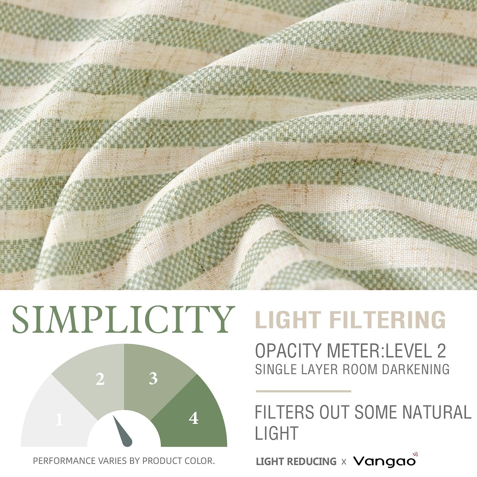 Rustic Farmhouse Linen Stripe Kitchen Valance, Light Filtering Rod Pocket Topper