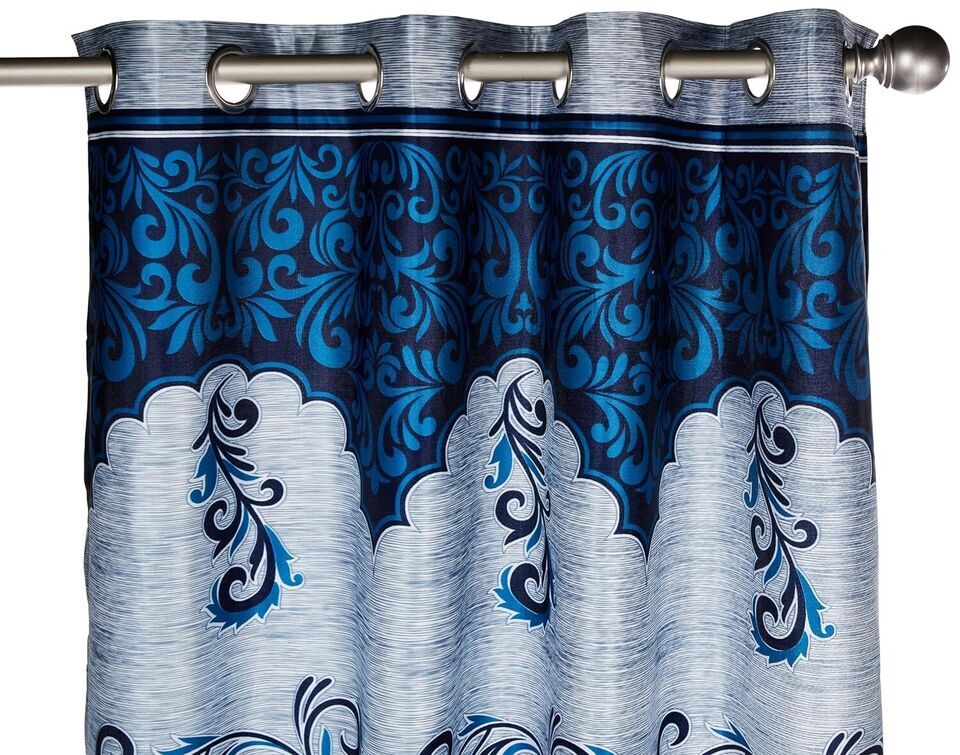2 Piece Blue Eyelet Grommet Ringtop Window Door Hippie Curtains Set 5 7 9 Feet