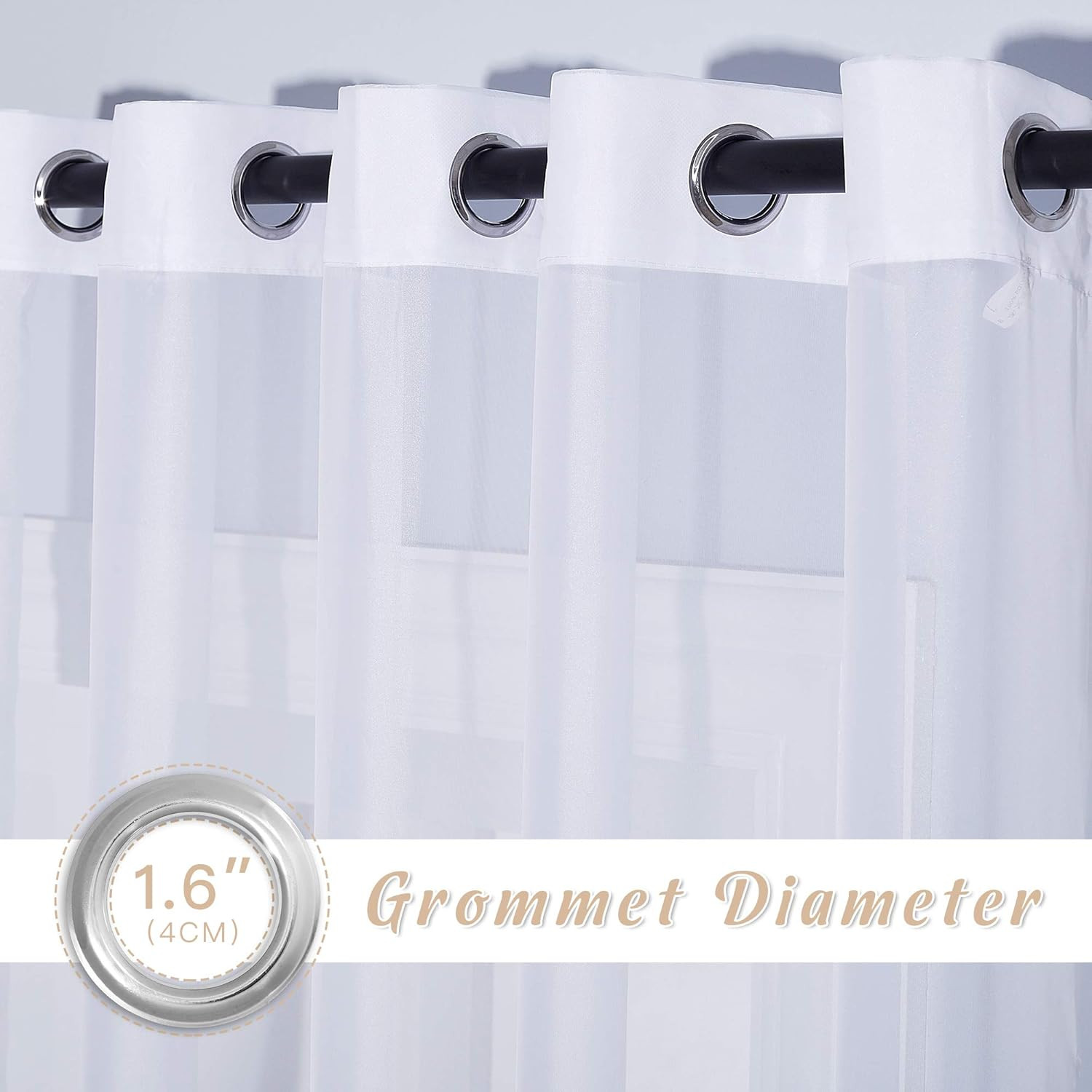 Sheer Curtains Extra Long and Wide W70 X L108 for Living Room Windows, Grommet V