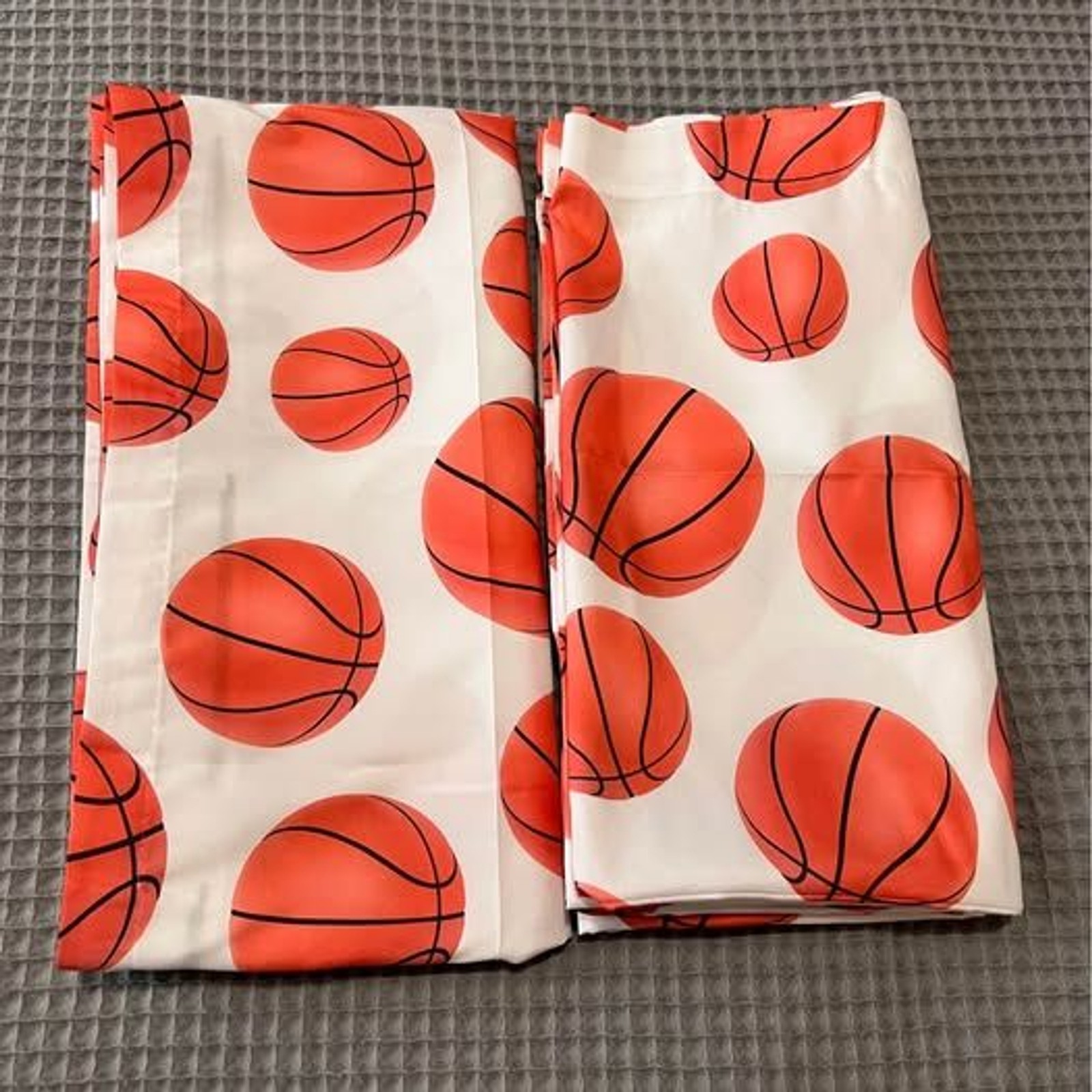 Basketball Curtain Panels Set of 2 Kids Sports Bedroom Window Drapes 84″ New