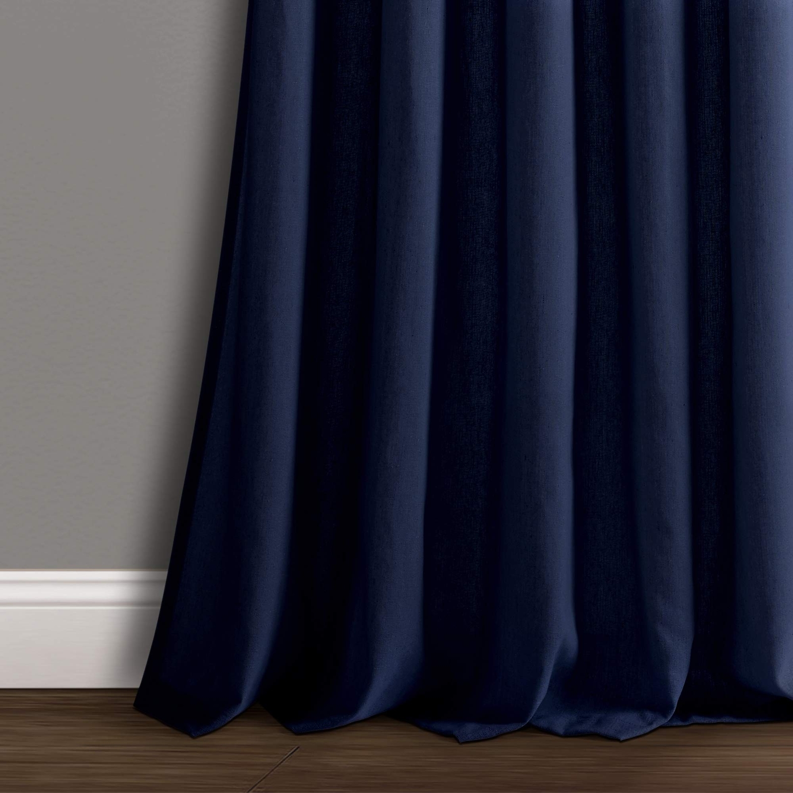 Lush Decor Burlap Knotted Tab-Top Window Curtain Panel Pair, 45″W x 95″L, Navy