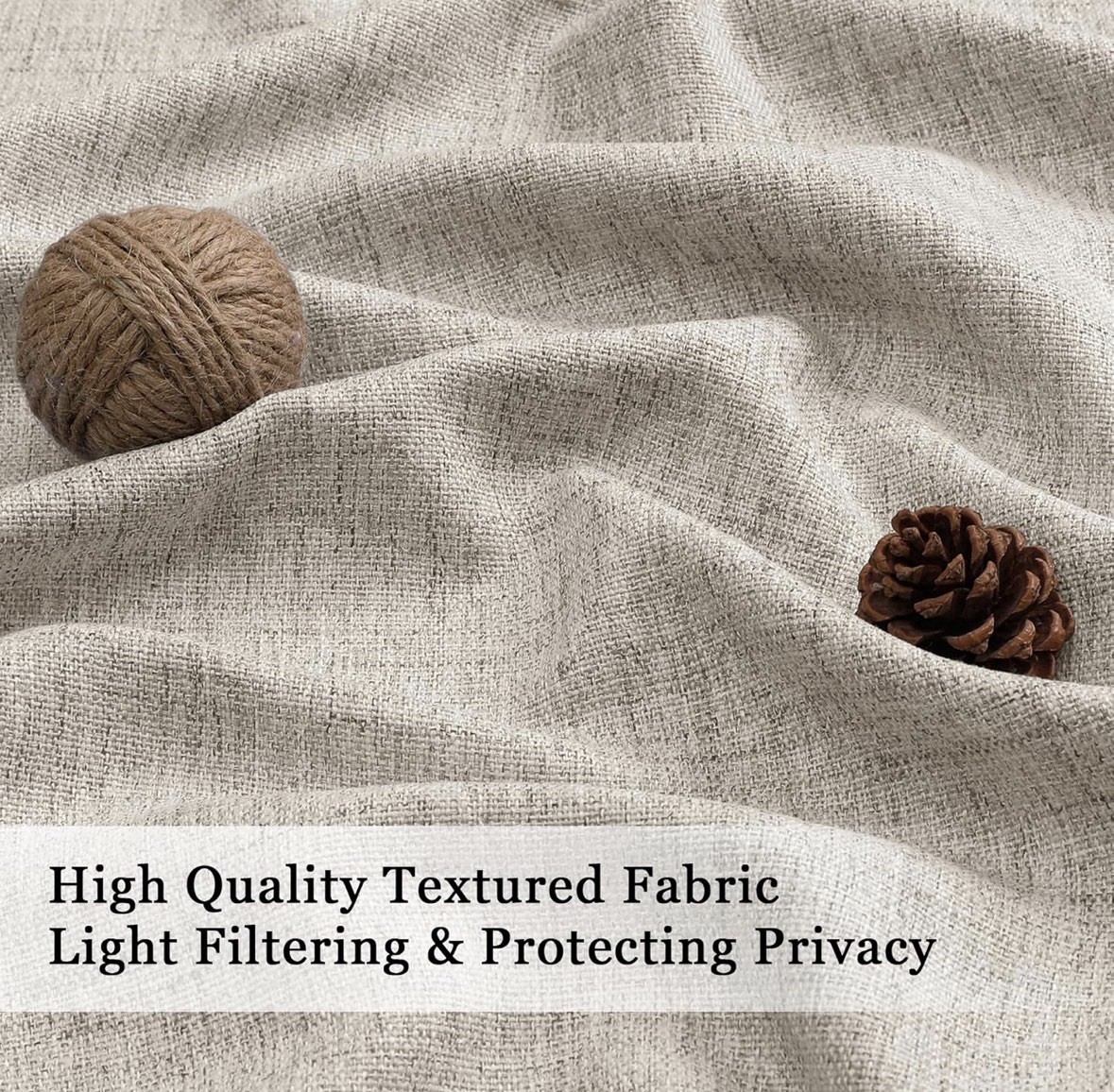 Linen Valance for Window 1 Pc, 18” Length, 60” Width, Light Filtering Textured