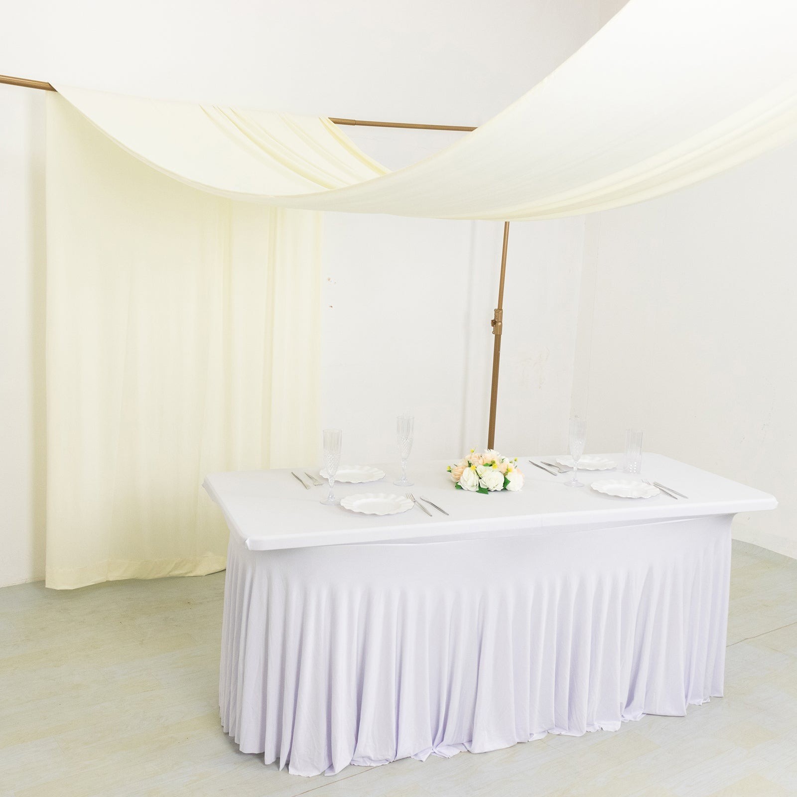 18 ft IVORY 4-Way Stretch Spandex Divider Backdrop Curtain Party Wedding