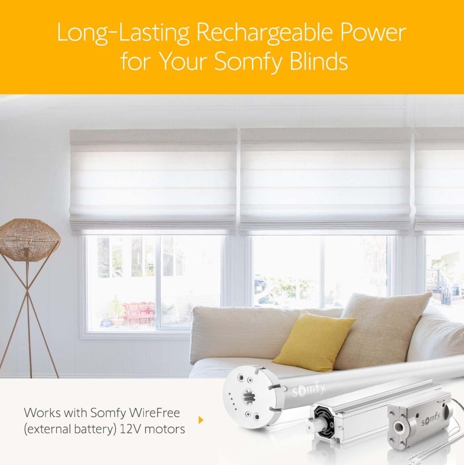 Elegant Rechargeable Lithium-Ion Battery Pack for Blinds – 3 Batteries Included