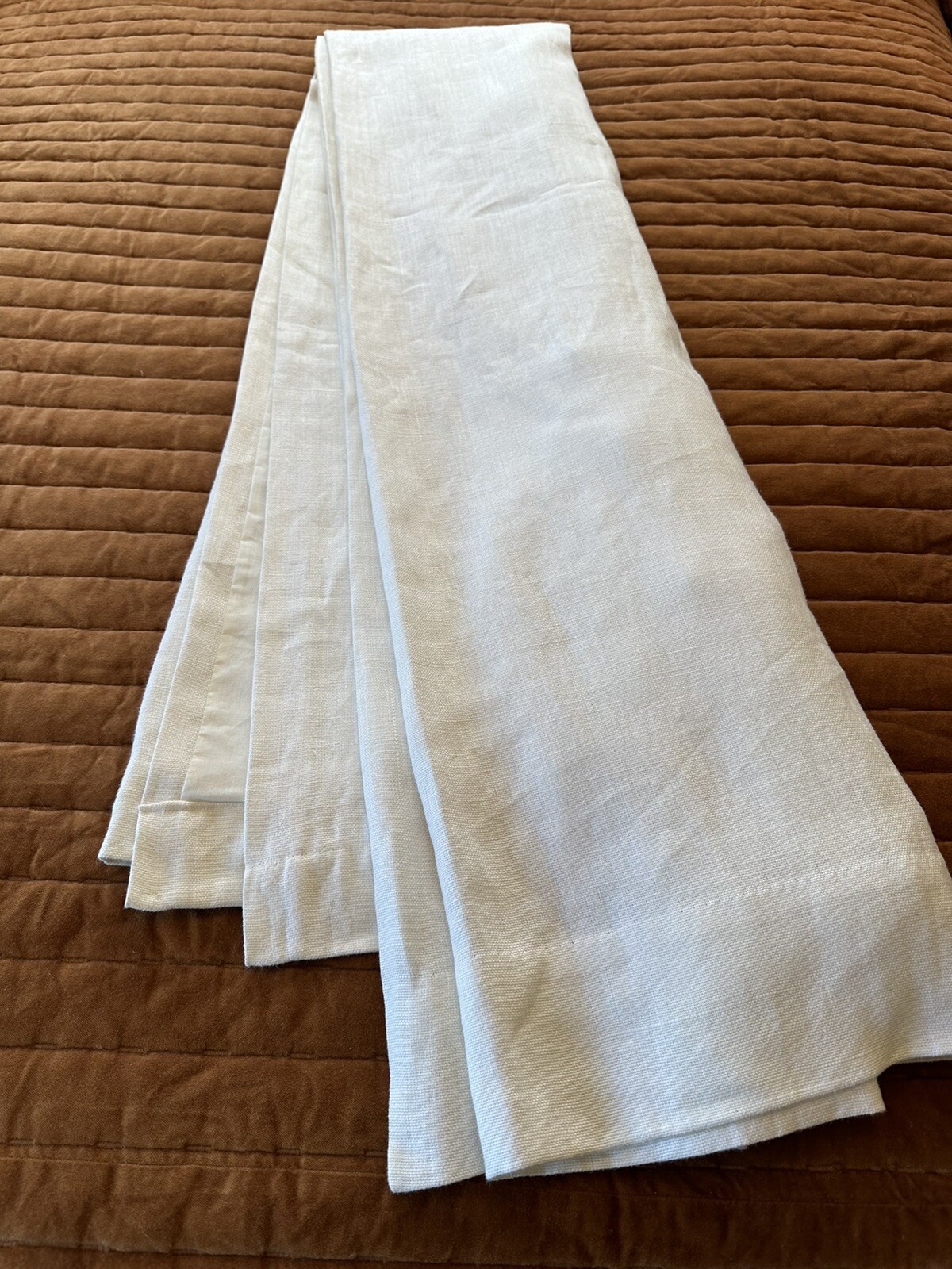 Single Restoration Hardware Belgian Textured Linen Curtain 96×48 White Lined