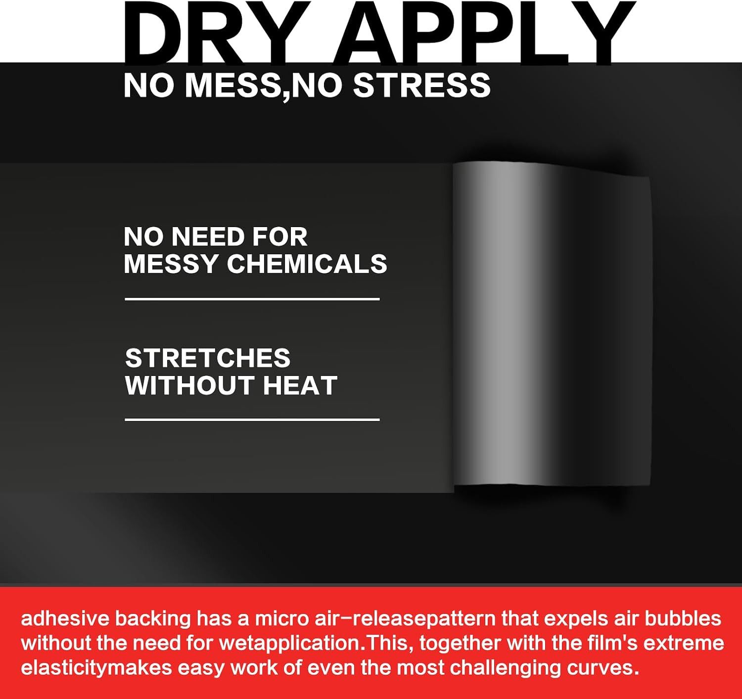 🏁Gloss Black Carbon Fiber Vinyl Wrap Roll Nano Air Release Film 1Ft x 5Ft🛠️