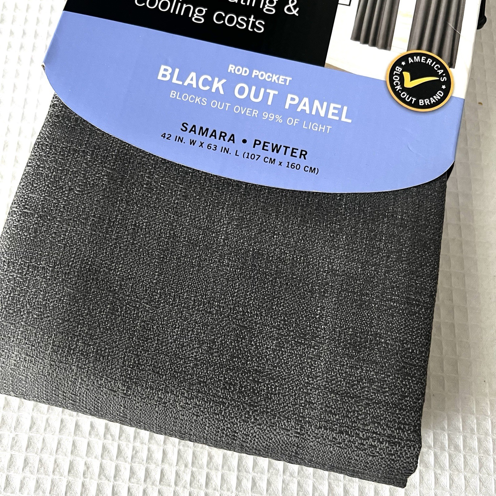 Eclipse Blackout Curtain 42 x 63” Samara Pewter Grey NEW In Package FAST SHIP