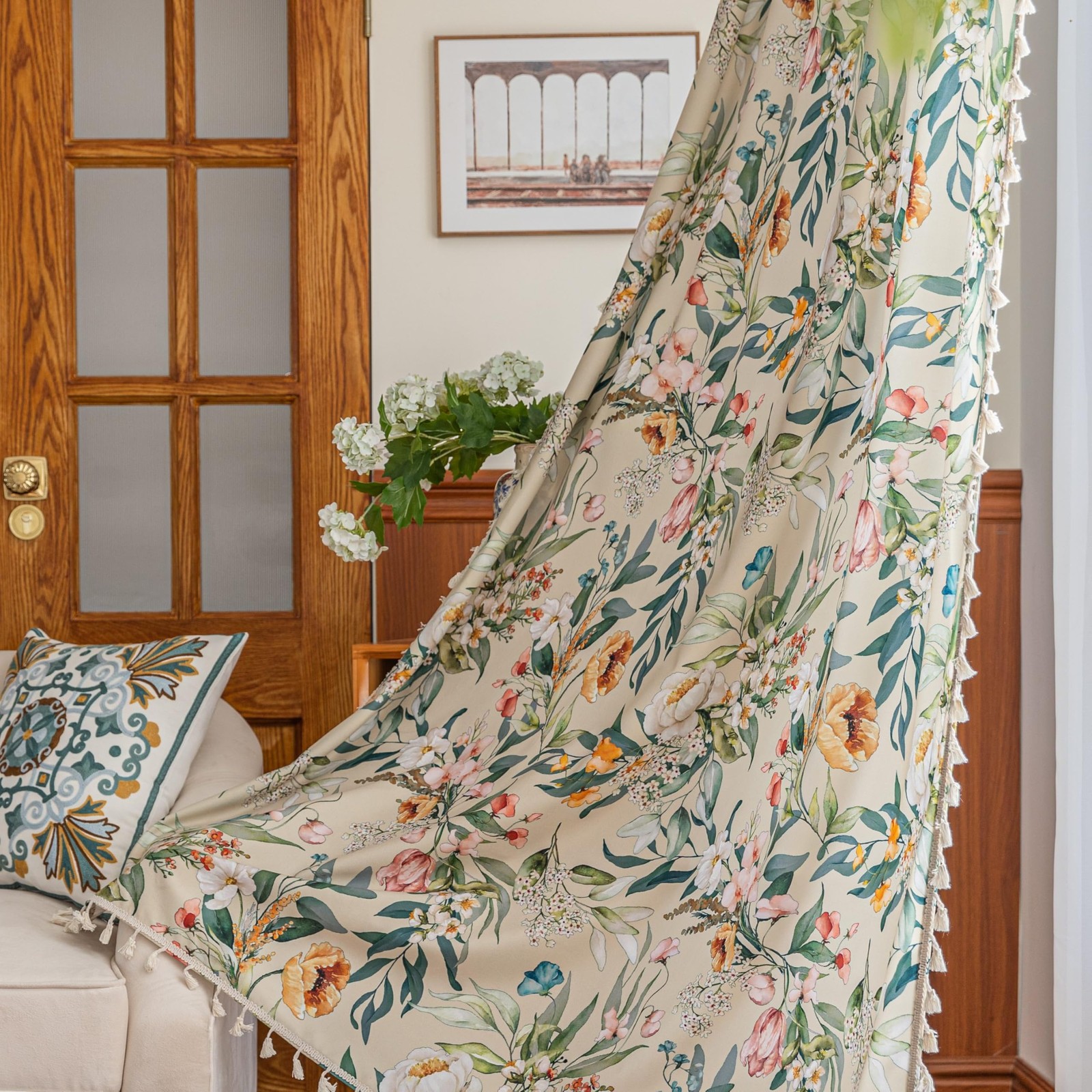 2 Panel 96″L Boho Floral Curtains Country Farmhouse Light Filtering ERBNARYX