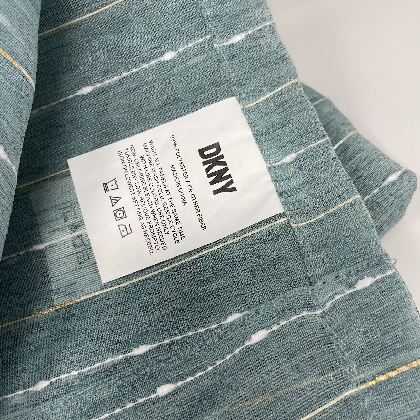 DKNY MIDAS Teal Blue Light Sheer Rod Pocket Panels Set of 2, 50″ x 96″